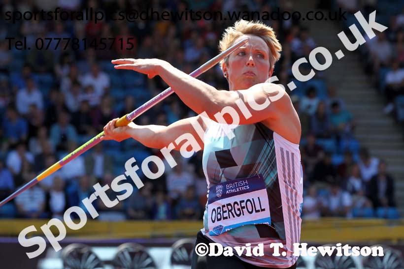 Christina Obergfoll (GER), womens javelin, IAAF Diamond League, Birmingham. Photo: David T. Hewitson/Sports for All Pics